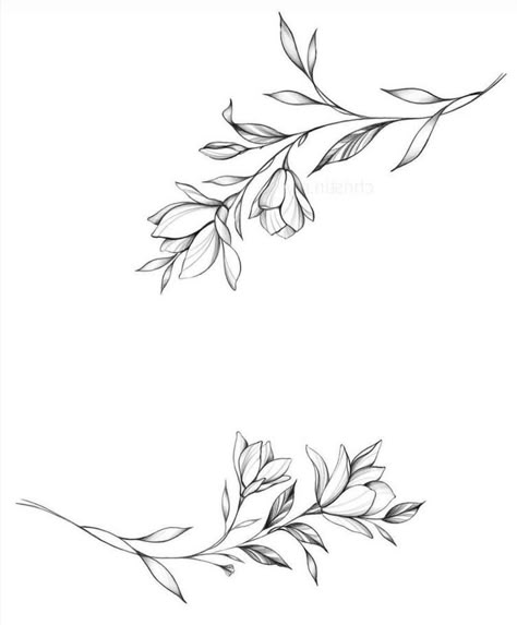 Botanical Tattoo Delicate Shoulder, Hip Vine Tattoo, Branch Tattoos For Women, Floral Branch Tattoo, Flower Branch Tattoo, Branch Tattoo Design, Fine Line Tattoo Design, Upper Thigh Tattoos, Wreath Tattoo