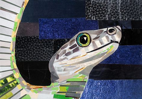 "What a Snake!" is a collage made entirely from magazine strips by collage artist Megan Coyle. Snake Collage, Snake Portrait, Magazine Collages, Magazine Cutouts, Animal Magazines, Animal Collage, Collage Collage, Art Final, Magazine Pages