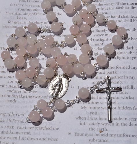 Excited to share this item from my #etsy shop: Catholic Rosary Beads, Pink Rose Quartz Rosary, Rosary Necklace, Prayer Beads, Five Decade Rosary, Stone Rosary Sims 4 Rosary, Pink Church, Pretty Rosary, Catholic Rosary, Rosary Beads Aesthetic, Pink Catholic Aesthetic, Catholic Aesthetic, Rosary Aesthetic, Pink Rosary