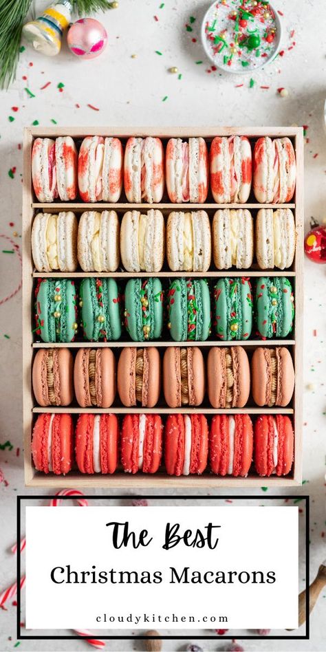 Christmas Macaron, Cloudy Kitchen, Kue Macaroon, Christmas Macarons, Macaron Boxes, Christmas Foods, Macaroon Recipes, Macaron Recipe, Ultimate Christmas