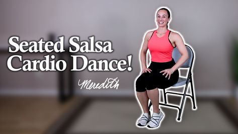 In this exercise video Meredith is guiding you through a beginner level, seated salsa cardio low impact workout perfect for beginners. Cardio Dance, Seated Exercises, Exercise Video, Dance Cardio, Workout Calendar, Cardio Routine, Silver Sneakers, Dance Routines, Senior Fitness