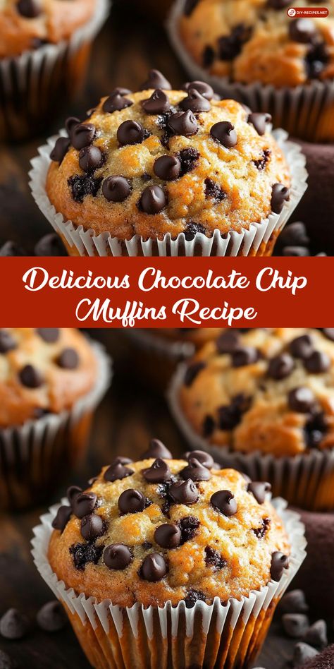 Bake these delicious Chocolate Chip Muffins for a sweet snack or breakfast! Easy to make and loaded with mini chocolate chips – they’re a crowd-pleaser. Easy Muffins Chocolate Chip, Vanilla Muffins With Chocolate Chips, Easy Homemade Chocolate Chip Muffins, Chocolate Chip Muffins Small Batch, Pioneer Woman Chocolate Chip Muffins, Easy Choc Chip Muffins, Moist Chocolate Chip Muffins Recipe, Super Moist Chocolate Chip Muffins, The Best Chocolate Chip Muffins