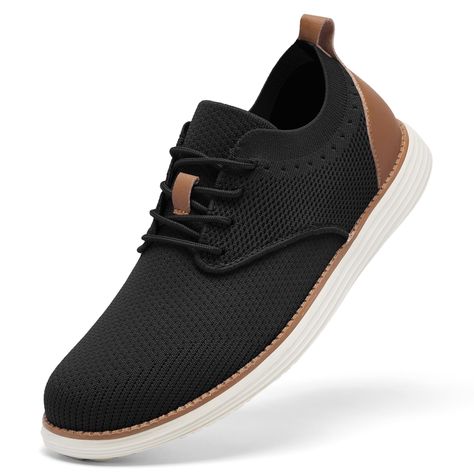 PRICES MAY VARY. Versatile Style: Mesh Dress Sneakers meet Oxfords Business Casual, perfect for dress shoes for men seeking a blend of sophistication and sporty. Unmatched Comfort: Breathable knit fabric upper for freedom of movement and ventilation, with stylish leather accents on heels and tongue for a chic mens casual dress shoes look. Ease of Wear: Lace-up closure with an elastic collar for easy slipping on and off, making these mens casual shoes both practical and on-trend. Superior Cushion Men Must Have Shoes, Mens Dress Sneaker, Men’s Everyday Shoes, Fall Shoes Men, Mens Shoes 2024 Trends, Men’s Trendy Business Casual, Dress Tennis Shoes, Casual Dress Shoes Men, Business Casual Shoes For Men