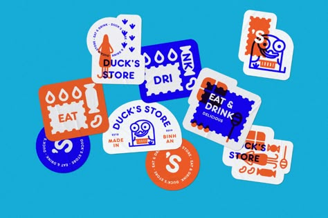 Duck Store's Branding on Behance Supergraphics Branding Visual Identity, Merchandise Packaging, Stickers Graphic Design, Branding Stickers, Event Stickers, Sticker Company, Christian Graphics, Gfx Design, Sticker Design Inspiration