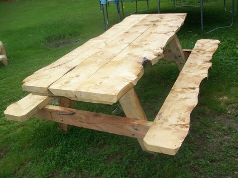 Rough Cut Lumber 6ft Picnic Table Sawmill Projects, Rustic Patio Furniture, Wood Patio Table, Yard Benches, Rough Cut Lumber, Diy Picnic Table, Rustic Outdoor Furniture, Yard Deck, Diy Pallets