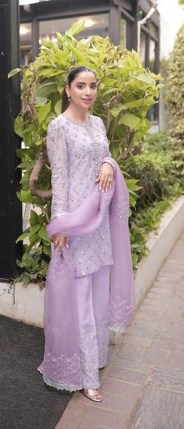 Eid Dress Design, Colour Outfit, Lavender Colour, Eid Dress, Lilac Colour, Fashionable Dress, Dress Design, Dress Fashion, Follow For More