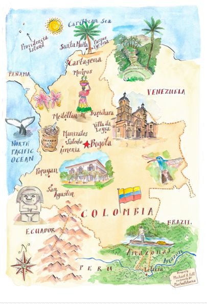 De amor y pedagogía: A Colombia en bicicleta Colombia Map, Colombian Culture, Colombia Travel, Cali Colombia, Pablo Escobar, Travel Wishlist, Travel South, South America Travel, Illustrated Map