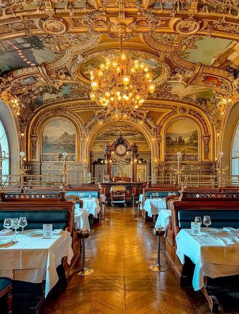 Le Train Bleu Restaurant - Paris  Belle Époque Restaurant Paris, Art Nouveau, Restaurant, Train, Paris, Art