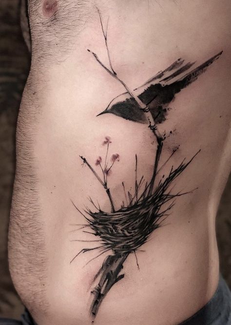 Wasp Nest Tattoo, Hummingbird Nest Tattoo, Bird And Nest Tattoo, Motmot Bird Tattoo, Birds Nest Tattoo, Empty Nest Tattoo Ideas, Birds Leaving Nest Tattoo, Birds In Nest Tattoo, Nuthatch Tattoo