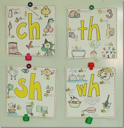 Blends Anchor Chart, Digraphs Anchor Chart, Digraphs Chart, Phonics Chart, Kindergarten Anchor Charts, Classroom Anchor Charts, Kindergarten Ela, Teaching Language Arts, First Grade Reading