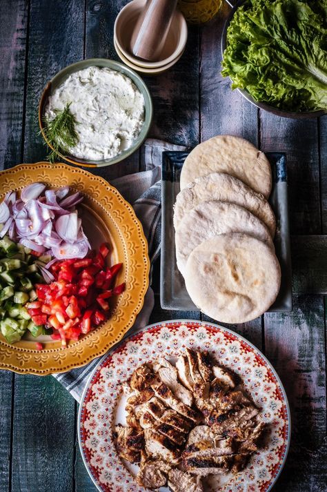 Home Made Pita, Chicken Gyro, Gyro Recipe, Chicken Gyros, Tzatziki Sauce, Pita Bread, The Chicken, Food 52, Pita