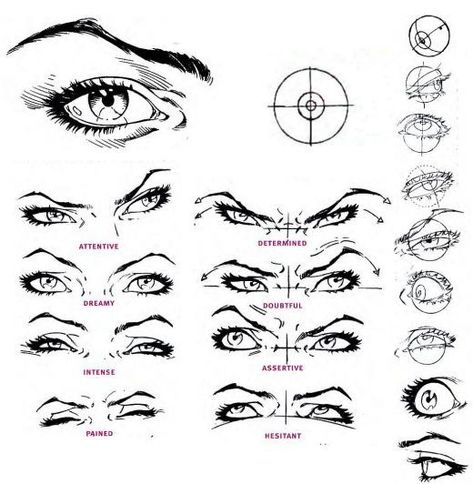 draw intense Eyes they say emotion is in the eyes. which is true. however the eyebrows are a big part of the eye. they carry a lot of emotion as well. Realistic Eye Drawing, Eye Expressions, Parts Of The Eye, 얼굴 드로잉, 얼굴 그리기, Drawing Faces, Anatomy Drawing, Drawing Lessons, Drawing Tutorials