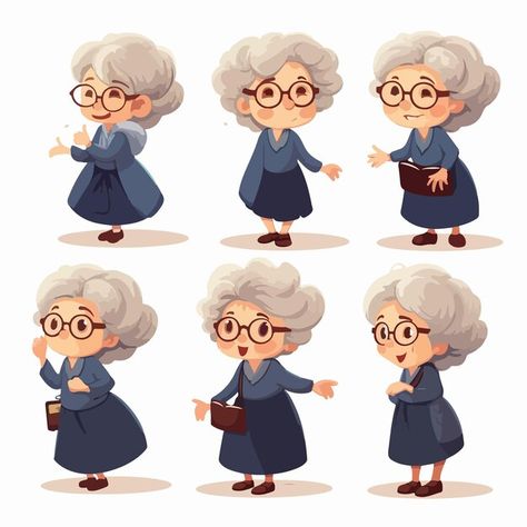 Vector elegant grandmother evening wear ... | Premium Vector #Freepik #vector #evening #wear #illustration #set Grandma Character, Grandmother Character Design, Grandma Character Design, Character Design Illustration, Grandma Illustration, Grandma Drawing, Grandma Illustration Character, Grandmother Knitting Illustration, Grandmother Pictures Cartoon