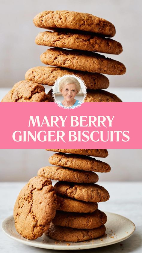 Mary Berry Ginger Biscuits Mary Berry Ginger Biscuits, Spiced Biscuits Recipe, Biscuits British, Ginger Biscuits Recipe, Ginger Cookies Recipe, Thermomix Cakes, British Food Traditional, Best Gingerbread Cookies, Demerara Sugar