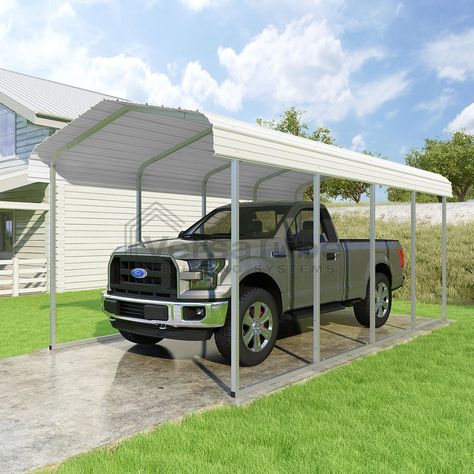 Classic Carport (2x2) - 10'W x 20'L x 8'H - Carport or Shelter - Building Kits Metal Carport Kits, Carports For Sale, Galvanized Metal Roof, Steel Roof Panels, Diy Carport, Carport Kits, Steel Carports, Carport Canopy, Car Shelter