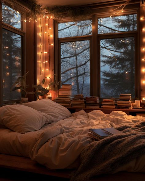 Comfy Bedroom Ideas Cozy Beds, Autumn Bedroom Decor Cozy, Big Window Bedroom, Fall Bedroom Decor Cozy, Big Comfy Bed, Den Inspiration, Autumn Bedroom Decor, Autumn Bedroom, Bedroom Inspiration Cozy