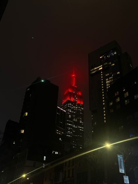 Nyc Night, Red Street, Dark Red Wallpaper, Building Aesthetic, Light Aesthetic, New York Night, Aesthetic Music, Nyc Aesthetic, Spotify Playlists