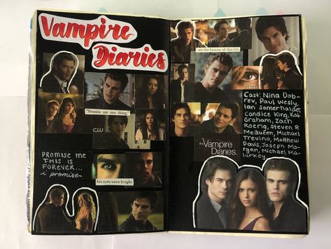 Vampire Diaries Journal, Series Journal, Vampire Drawings, Dance Moms Cast, Aesthetic Era, Vampier Diaries, The Vampire Diaries 3, Vampire Diaries Cast, Scrapbook Book