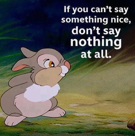 Thumper quote from the movie Bambi. Love this movie :) Say Nothing, Say Something Nice, Something Nice, Nothing At All, Quotes Disney, All Or Nothing, Disney Quotes, Say Anything, Happy Marriage