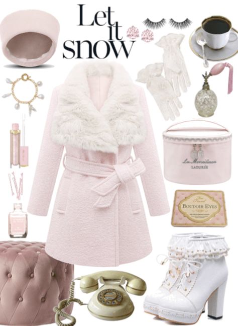 let it snow Outfit | ShopLook For School, Winter Princess, Pink Winter, Snow Outfit, Pink Girly Things, Princess Outfits, Quilted Coat, Outfit Shoplook, Rich Girl