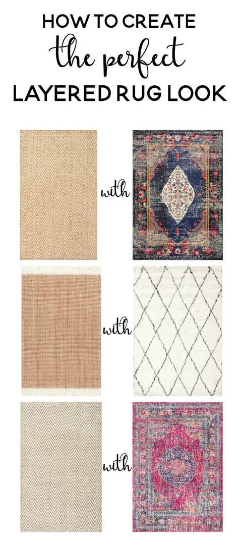 Later rugs for a chic look! Layered Rugs Living Room, Layered Rug, Layering Rugs, Round Rug Living Room, Rug Over Carpet, Layered Rugs, Livingroom Layout, Farmhouse Rugs, Boho Living