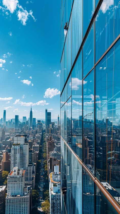 "Urban #SkylineView: A captivating view of a bustling #CityScene, as seen from a high-rise's reflective glass facade. #SkyscraperViews #UrbanPhotography #CityLife #ModernArchitecture #AIArtwork #AIPhotography #StockCake ⬇️ Download and 📝 Prompt 👉 https://stockcake.com/i/urban-skyline-view_533020_1033821". Reflective Glass Facade, Glass Facade, Green Scenery, Modern Skyscrapers, Glass Building, Cityscape Photography, Scenery Background, Nyc Skyline, Urban Nature