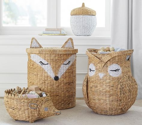 Shaped Fox Storage | Nursery Storage | Pottery Barn Kids Natural Nursery, Nursery Room Design, Baby Boy Room Nursery, Nursery Room Inspiration, Playroom Organization, Nursery Storage, Nursery Baby Room, Woven Baskets, Nursery Inspiration