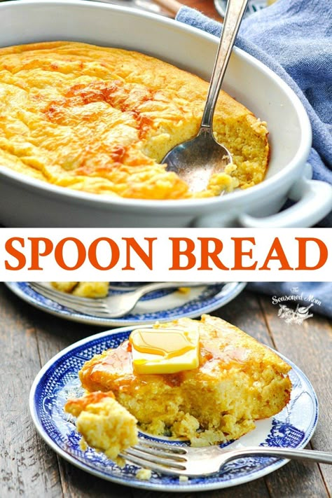 Spoon Bread Recipe Jiffy, Spoon Bread Recipe, Easy Side Dishes, Spoon Bread, Bakery Items, Thanksgiving Dinner Recipes, Recipes Thanksgiving, Thanksgiving Recipes Side Dishes, Corn Fritters