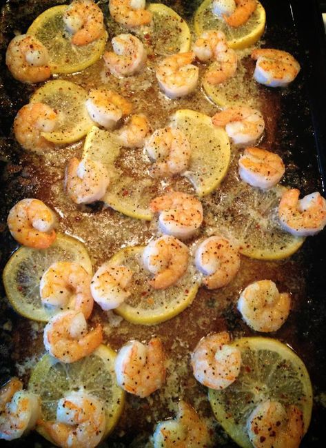 Shrimp Bake, Oven Baked Shrimp, Oven Roasted Shrimp, Lemon Butter Shrimp, Lemon Shrimp Recipes, Shrimp In The Oven, Buttered Shrimp Recipe, Baked Shrimp Recipes, Lemon Shrimp