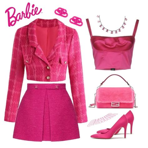 Barbie Inspired Fits, 90s Barbie Aesthetic Outfits, Outfits To Wear To The Barbie Movie, Simple Barbie Outfits, Barbie Movie Inspired Outfits, Barbie Outfit Inspiration, Mean Girls Inspired Outfits, Barbie Inspired Outfits Pink, Barbie Movie Outfits Ideas