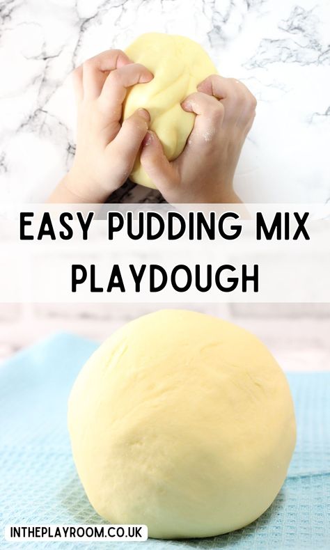 Pudding Playdough, Edible Playdoh, Easy Playdough Recipe, Diy Playdough, Easy Puddings, Pudding Flavors, Edible Crafts, Pudding Cups, Playdough Recipe