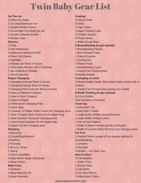 The #1 Twin Baby Gear Registry Checklist | Have Twins First Twin Nursery Boy And Girl, Twin Baby Registry Checklist, Twin Products, Twin Baby Shower Ideas, Twin Registry, Twin Baby Gear, Nursery Checklist, Twins Boy And Girl, Raising Twins