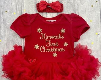 First Christmas Outfit, Glitter Snowflakes, Christmas Tutu, Easter Outfit For Girls, Red Tutu, Personalized Easter Gifts, Headband Gold