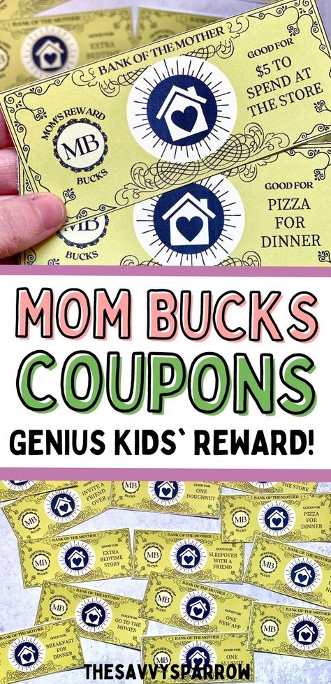 Good Grade Rewards Ideas, Moms Token Store, Summer Incentives For Kids, Behavior Rewards At Home, Coupons For Kids From Parents, Reward Box Ideas, Ticket Reward System For Kids, Mom Bucks Printable Free, Reward Bucks Free Printable