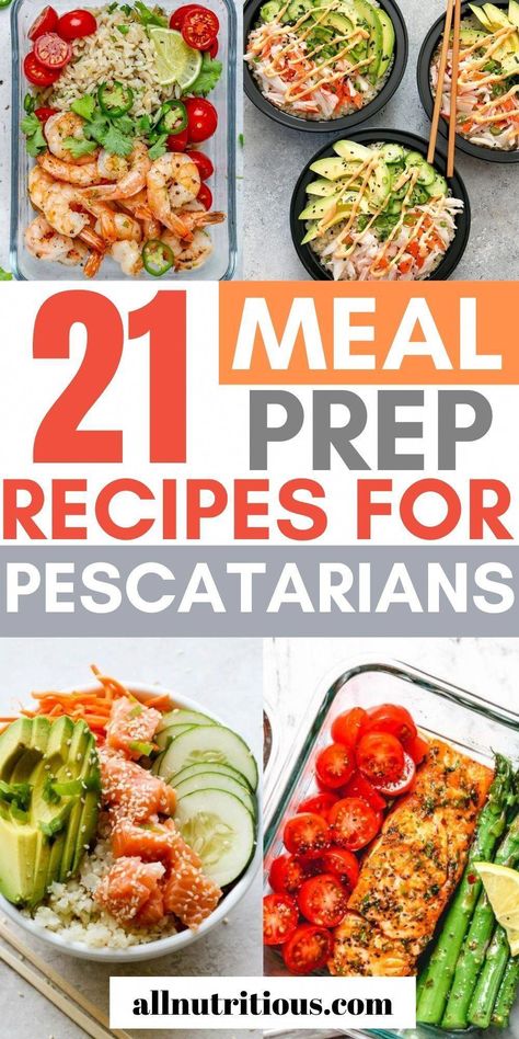 #ProperDietAndNutrition Pescatarian Meal Prep, Pescatarian Meal Plan, Pescatarian Recipes Healthy, Pescetarian Diet, Salad Prep, Pescatarian Diet, Pescetarian Recipes, Meal Prep Clean Eating, Meal Prep Recipes