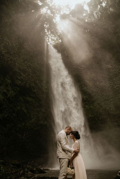 10 Year Vow Renewal Ceremony, Wooden Wedding Arch, Waterfall Bali, Wooden Wedding Arches, Roller Coaster Of Emotions, 10 Year Vow Renewal, Wedding Notebook, Renewal Ceremony, Vow Renewal Ceremony