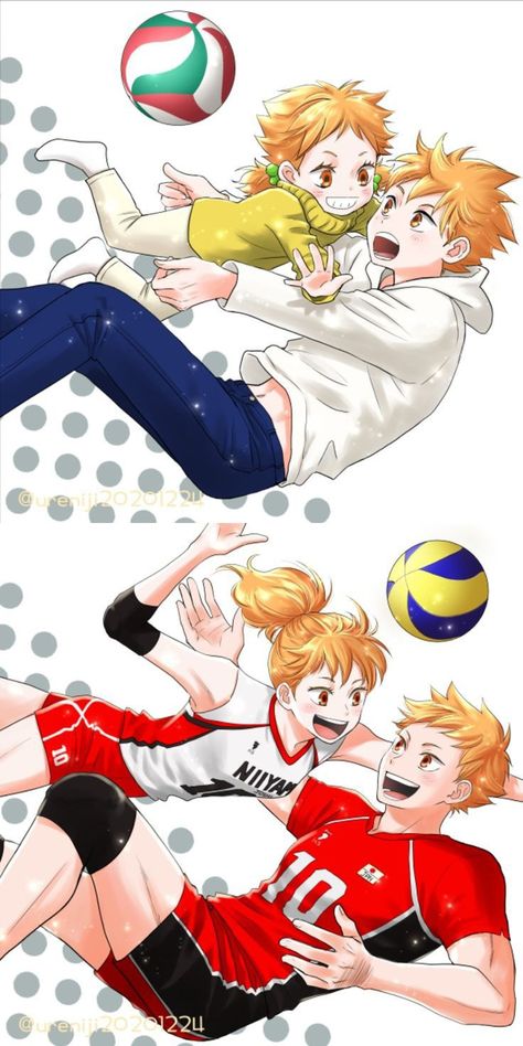 Natsu And Shoyo, Hinata Shouyou Cute, Shoyo And Natsu, Haikyuu Natsu, Natsu Haikyuu, Hinata Natsu, Kagehina Cute, Anime Siblings, Haikyuu Karasuno