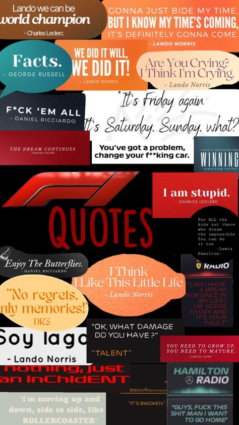 Some of the best F1 quotes I could find 🏎️💨 #f1 #formula1 #formulaone #quotes #f1drivers #formulaonedrivers #formulaoneaesthetic F1 Quotes, Formula 1 Iphone Wallpaper, Racing Quotes, All Vitamins, Yearbook Quotes, Formula 1 Car Racing, Book Wallpaper, Formula 1 Car, F1 Drivers