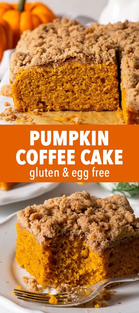 Gluten Free Pumpkin Desserts, Pumpkin Coffee Cake Recipes, Beaming Baker, Gluten Free Pumpkin Recipes, Mousse Au Chocolat Torte, Pumpkin Coffee Cake, Pumpkin Coffee Cakes, Coffee Cake Recipe, Gluten Free Egg Free