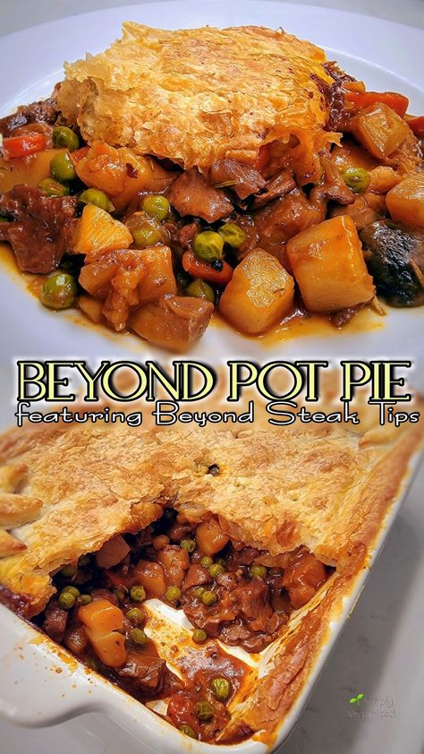 Vegan Beef Pot Pie, Vegan Steak Tips, Beyond Meat Recipes Dinners, Recipes With Impossible Meat, Beyond Meat Steak Recipes, Beyond Steak Tips Recipe, Beyond Steak Recipes, Impossible Meat Recipes, Beyond Meat Recipes