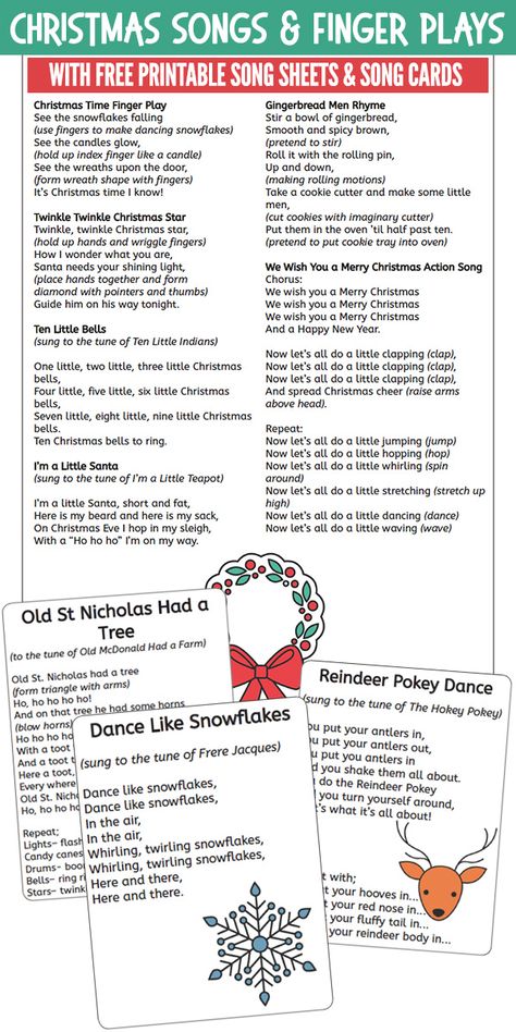 Fingerplays For Kindergarten, Christmas Songs And Fingerplays For Preschool, Christmas Songs Preschool Circle Time, Christmas Circle Time Activities Preschool, Holiday Songs For Toddlers, Christmas Action Songs For Preschoolers, Preschool Christmas Songs With Actions, Preschool Christmas Fingerplays, Christmas Fingerplays For Preschoolers