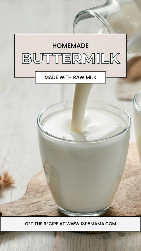 Learn how to make homemade buttermilk from raw milk with this step by step guide Buttermilk Uses, Cultured Buttermilk, How To Make Buttermilk, Buttermilk Recipes, Homemade Buttermilk, Milk Recipes, How To Make Homemade, Step By Step Guide, Buttermilk