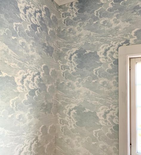 Anthropologie Cloud Wallpaper, Fornasetti Cloud Wallpaper, Cloud Wallpaper Ceiling, Clouds Wallpaper, Italian Wallpaper, Wallpaper Stairs, Barrel Ceiling, Cole And Son Wallpaper, Wallpaper Ceiling