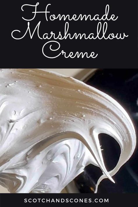 Thick and flavorful homemade marshmallow creme (aka marshmallow fluff) is easy to make. Use it for s'mores, as a frosting base for cakes and cupcakes, or as an ice cream mix-in. It's better than store bought! Marshmallow Fluff Recipes, Homemade Marshmallow Fluff, Mini Bakery, Easy Candy Recipes, Homemade Marshmallow, How To Make Marshmallows, Marshmallow Frosting, Fluff Recipe, Cake Frosting Recipe