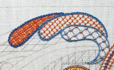 Stitch Fun lattice work embroidery sampler Bordado Jacobean, Crewel Embroidery Tutorial, Jacobean Embroidery, Japanese Boro, Crewel Embroidery Patterns, Embroidery Sampler, Embroidery Stitch, Embroidery Tutorial, Embroidery Patterns Vintage