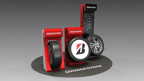 Store Fixtures Design, Car Expo, Bridgestone Tires, Tire Rack, Showroom Display, Rims And Tires, Exhibition Booth Design, Pop Display, Car Showroom