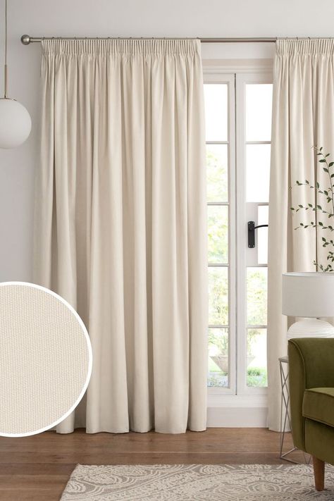 Natural Curtains, Neutral Curtains, Cream Curtains, Pencil Pleat Curtains, Beige Curtains, Plain Curtains, Pleat Curtains, Thermal Curtains, Pleated Curtains