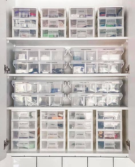 A HIGHLY organised mum-of-three has shocked people online after transforming her junk cupboard into a neat space with labels for everything.  Australian-based Lyndall shared on Facebook how she arranged the cupboard using budget drawers so all her small items had a place.  Posting to the Organising Ideas Australia Facebook group, Lyndall said: “What do you […] Junk Organization, Organised Mum, Medicine Cabinet Organization, Medication Storage, House Organisation, Medicine Organization, Furniture Pads, Home Organisation, People Online