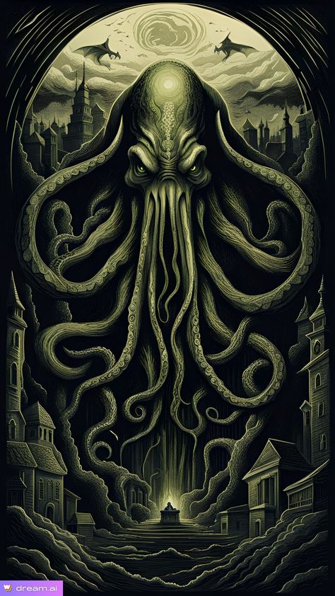 Cthulhu Wallpaper, Lovecraftian Horror Wallpaper, Lovecraftian Gods Art, Cthulhu Phone Wallpaper, Cthulhu Art, Cthulhu Fhtagn, Octopus Tattoo Design, Dark Art Photography, Hp Lovecraft