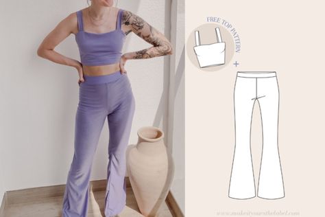 Comfortable bell bottom pants PDF sewing pattern for any occasion! Use a stretchy fabric for a comfortable fit, and you can be...